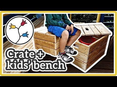 STORAGE CRATE + KIDS’ BENCH – Easy DIY storage bench, upcycling