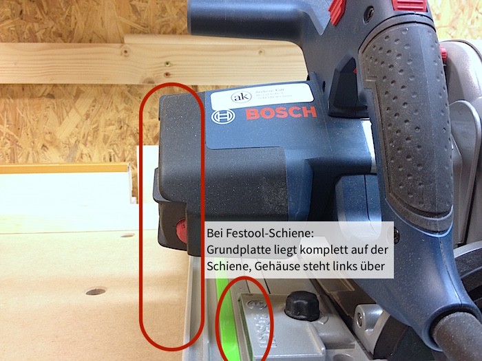 Säge auf Festool-Führungsschiene